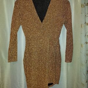 Sparkly faux wrap dress